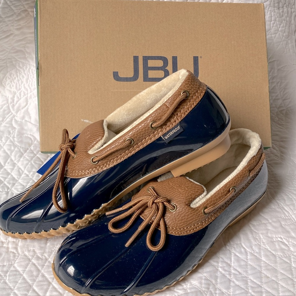 Jambu Navy and Brown Winter Rain Boots